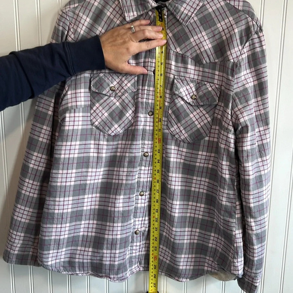 JACHS Girlfriend Shacket Plaid Pearl snap button up lined women's size XL - Picture 9 of 10